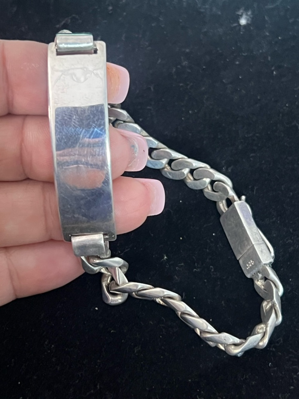 925 STERLING SILVER MENS ID BRACELET. CUBAN LINK